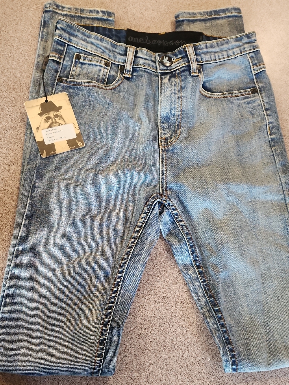 NWT One Teaspoon Mustang Dixies Skinny Jeans Women's Size 26 Blue Denim